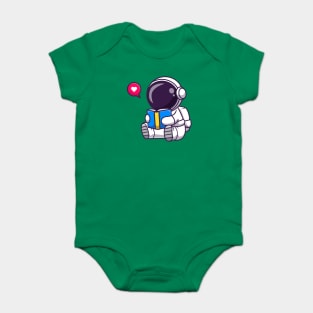 Cute Astronaut Reading Book Cartoon Baby Bodysuit